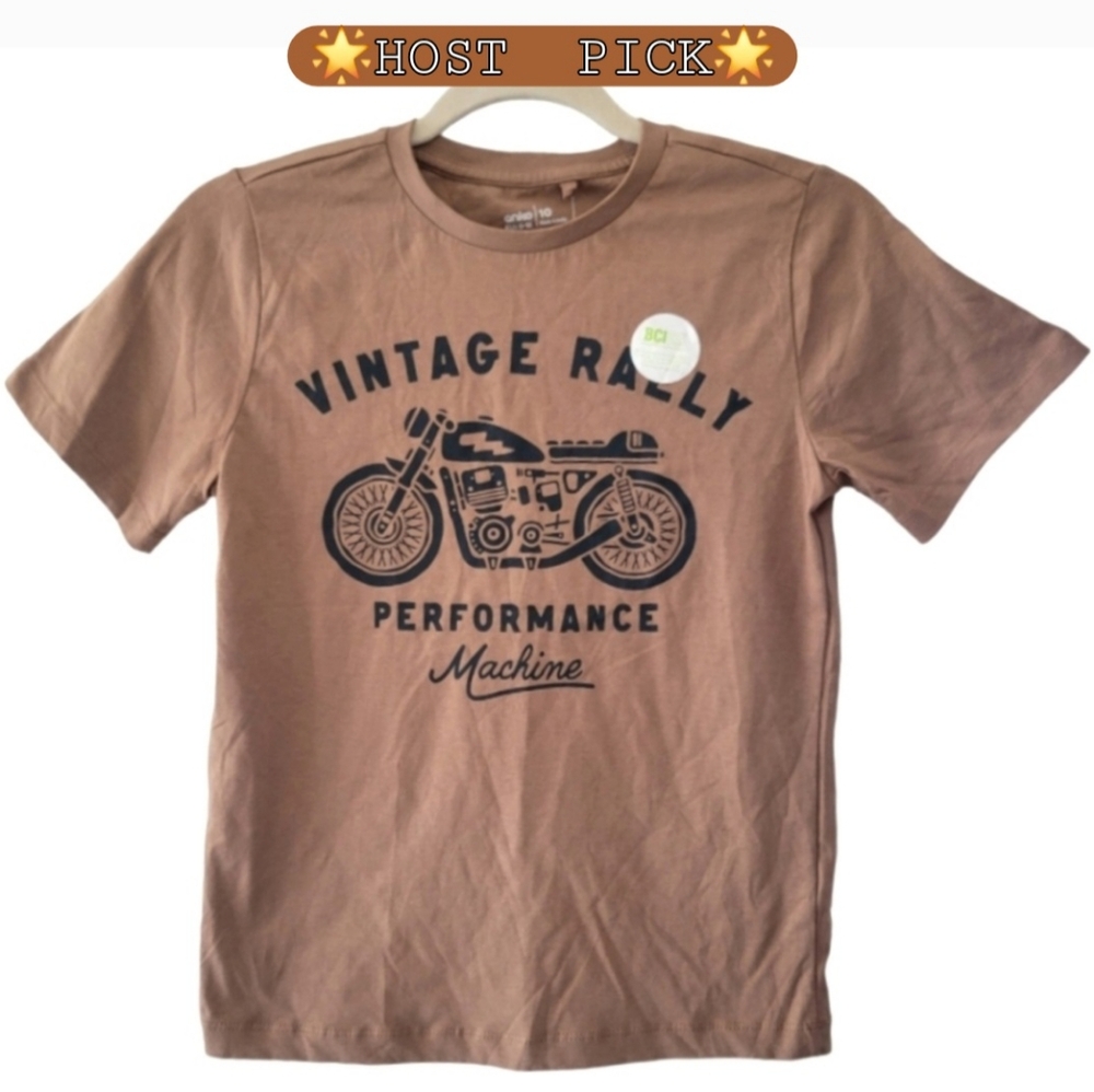 NWT ANKO Kids Brown ShortSleeve Tee Vintage Rally Motorcycle Performance Machine